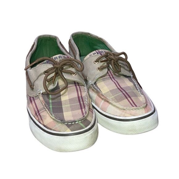 Sperry Top-Sider Sz 10 Plaid Nautical Preppy Casual Boat Shoes Slide On Loafers - Picture 1 of 6